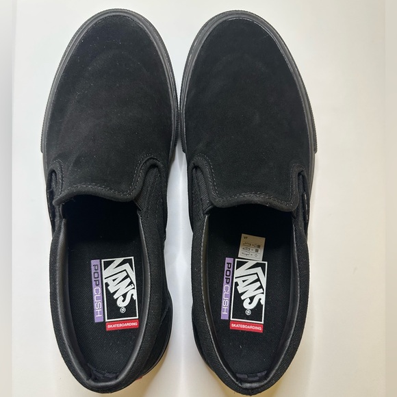 Vans Pop Cush Slip-ons Men’s Size 10 in All Black - Picture 2 of 16